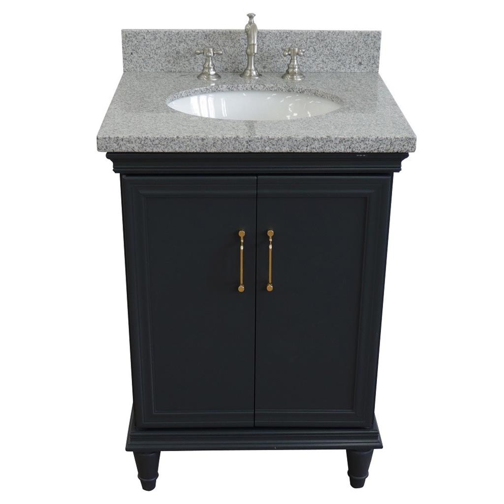 Bellaterra Home, Forli 25" Dark Gray Vanity, Oval Sink, Gray Granite#top-options_gray-granite-top