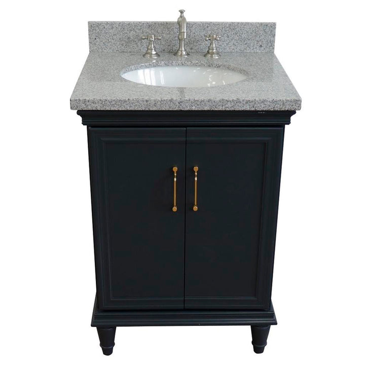 Bellaterra Home, Forli 25" Dark Gray Vanity, Oval Sink, Gray Granite#top-options_gray-granite-top