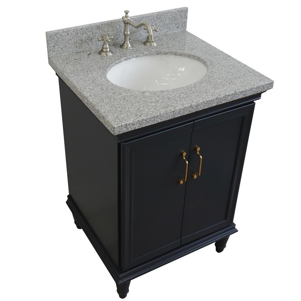 Bellaterra Home, Forli 25" Dark Gray Vanity, Oval Sink, Gray Granite#top-options_gray-granite-top