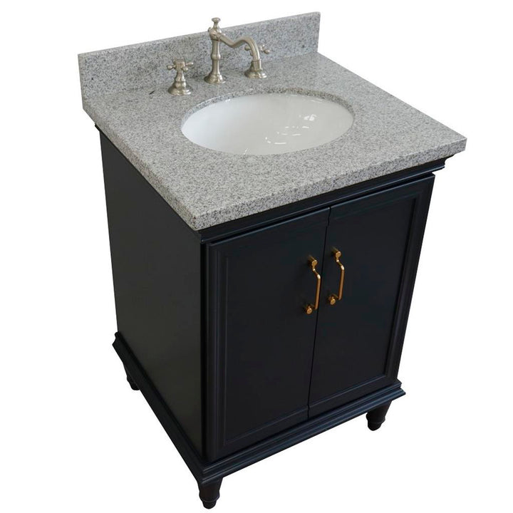 Bellaterra Home, Forli 25" Dark Gray Vanity, Oval Sink, Gray Granite#top-options_gray-granite-top