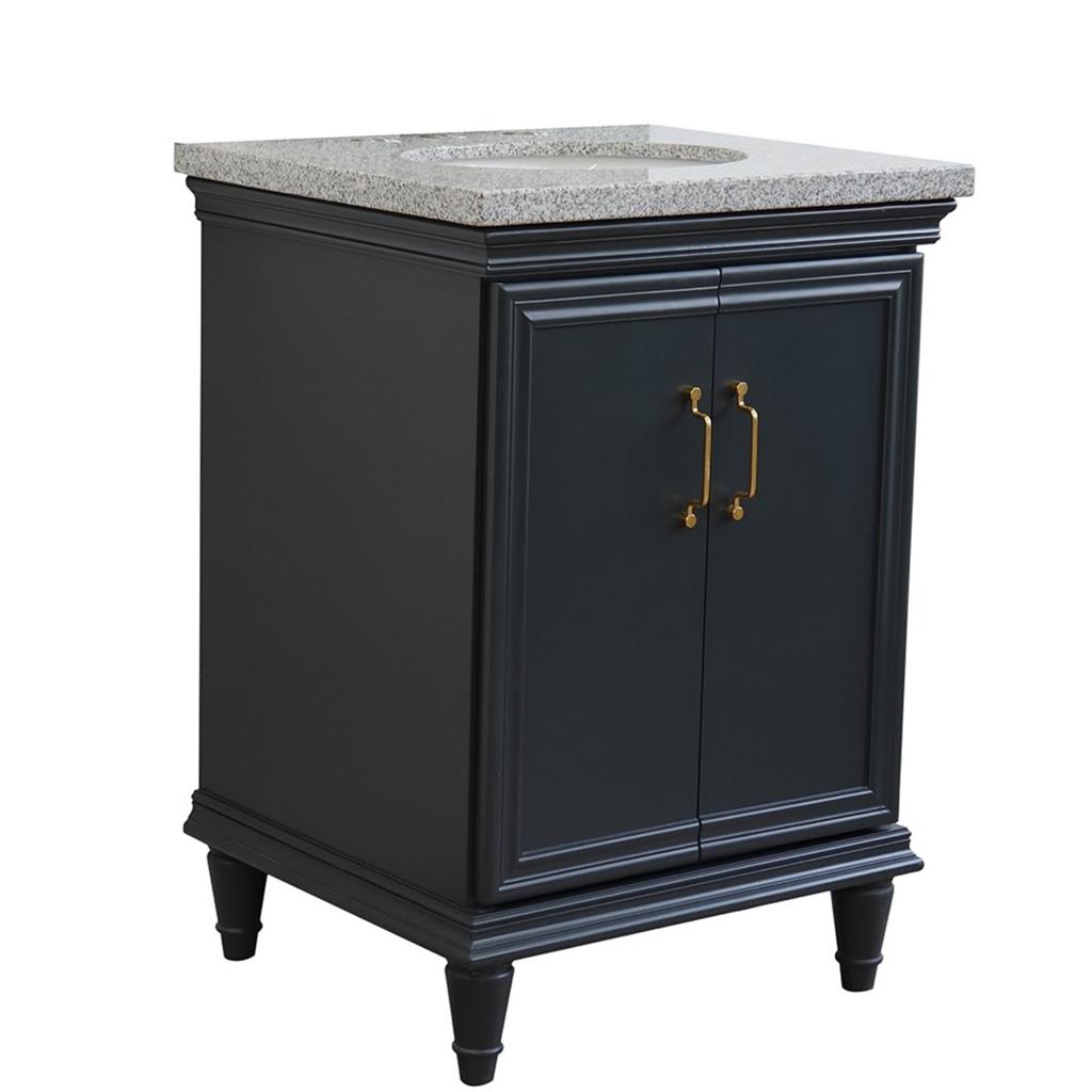 Bellaterra Home, Forli 25" Dark Gray Vanity, Oval Sink, Gray Granite#top-options_gray-granite-top