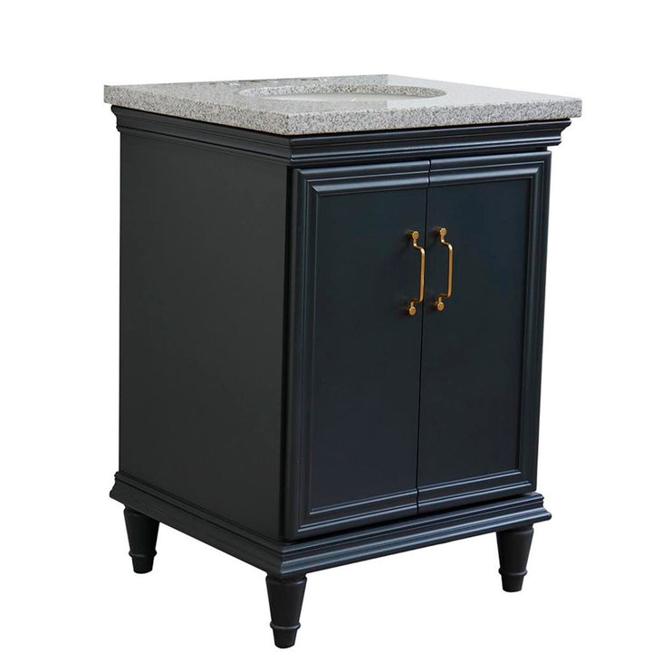 Bellaterra Home, Forli 25" Dark Gray Vanity, Oval Sink, Gray Granite#top-options_gray-granite-top