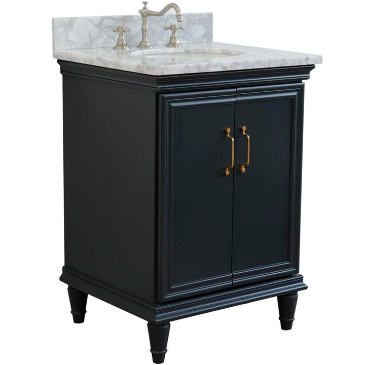 Bellaterra Home, Forli 25" Dark Gray Vanity, Oval Sink, White Carrara Marble#top-options_white-carrara-marble-top