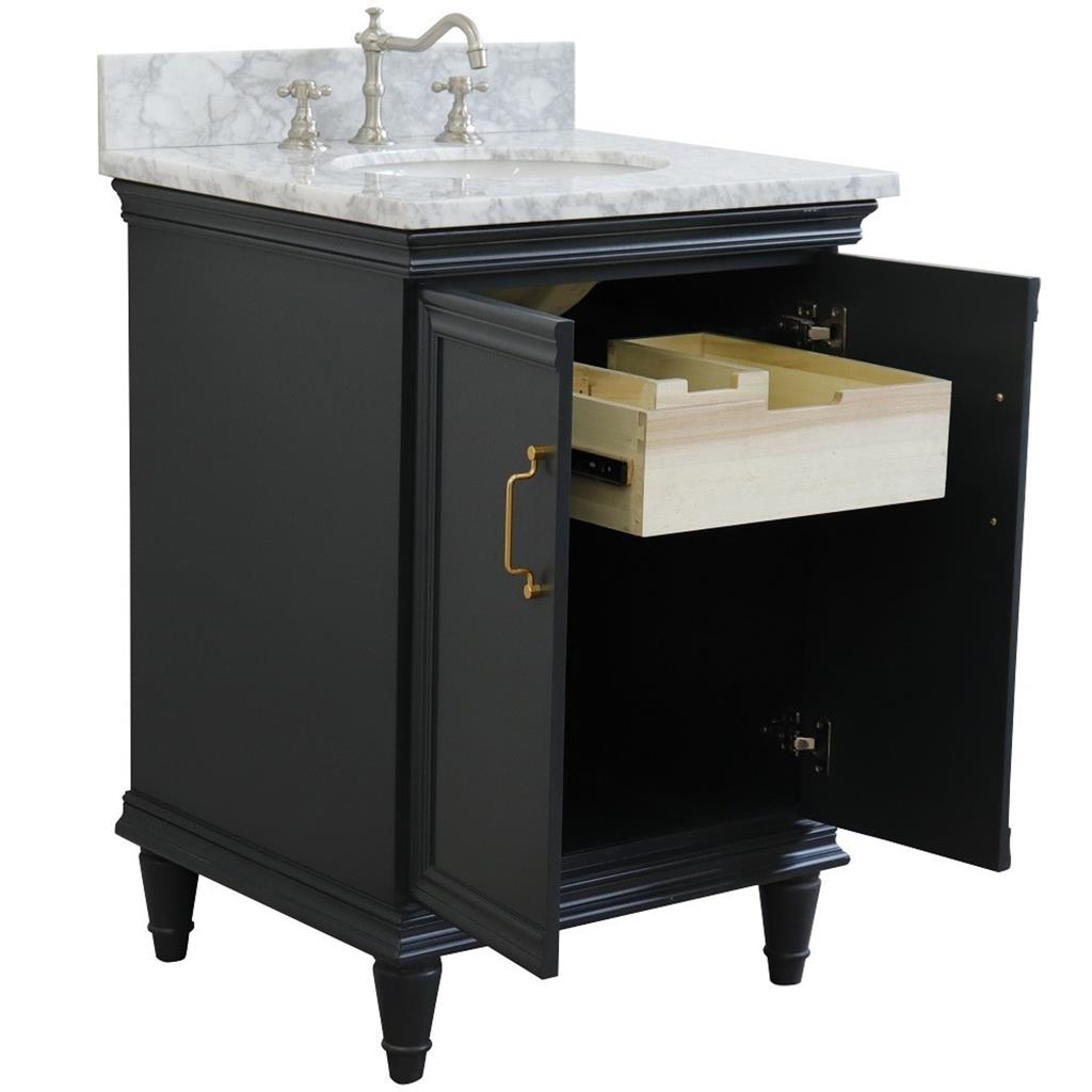 Bellaterra Home, Forli 25" Dark Gray Vanity, Oval Sink, White Carrara Marble#top-options_white-carrara-marble-top