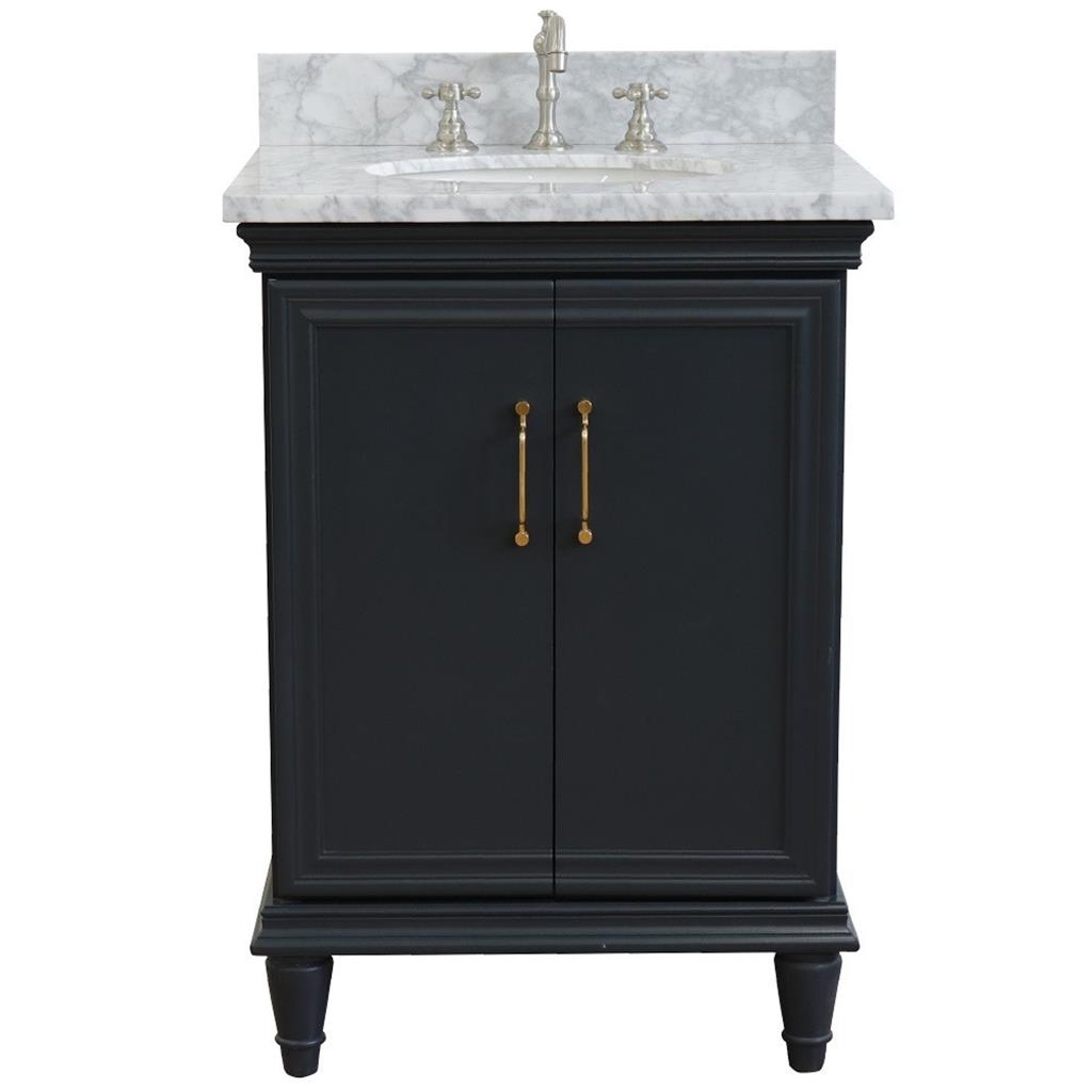 Bellaterra Home, Forli 25" Dark Gray Vanity, Oval Sink, White Carrara Marble#top-options_white-carrara-marble-top