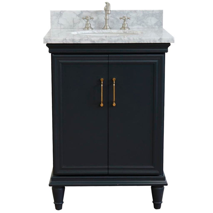 Bellaterra Home, Forli 25" Dark Gray Vanity, Oval Sink, White Carrara Marble#top-options_white-carrara-marble-top