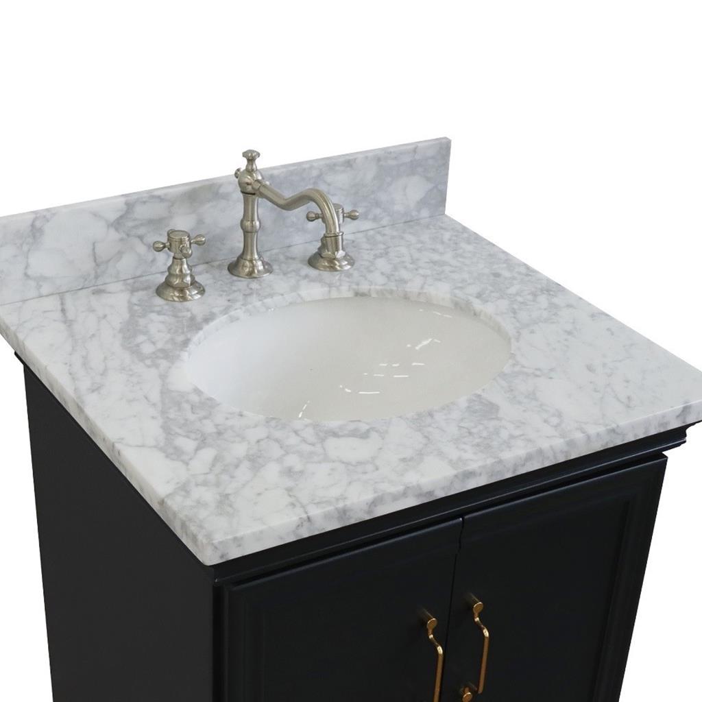 Bellaterra Home, Forli 25" Dark Gray Vanity, Oval Sink, White Carrara Marble#top-options_white-carrara-marble-top