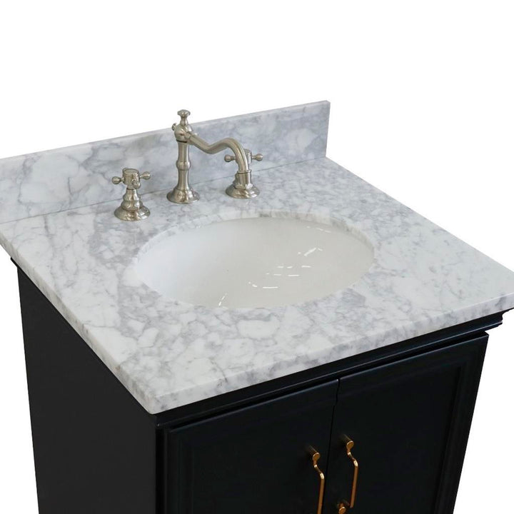Bellaterra Home, Forli 25" Dark Gray Vanity, Oval Sink, White Carrara Marble#top-options_white-carrara-marble-top