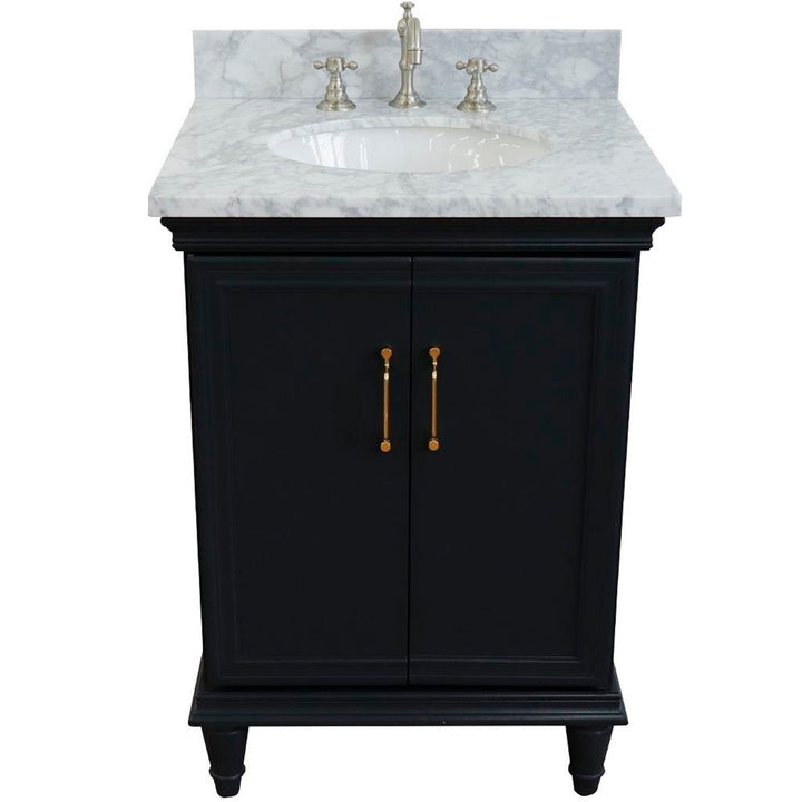 Bellaterra Home, Forli 25" Dark Gray Vanity, Oval Sink, White Carrara Marble#top-options_white-carrara-marble-top
