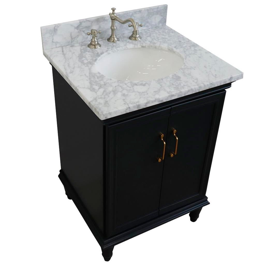 Bellaterra Home, Forli 25" Dark Gray Vanity, Oval Sink, White Carrara Marble#top-options_white-carrara-marble-top
