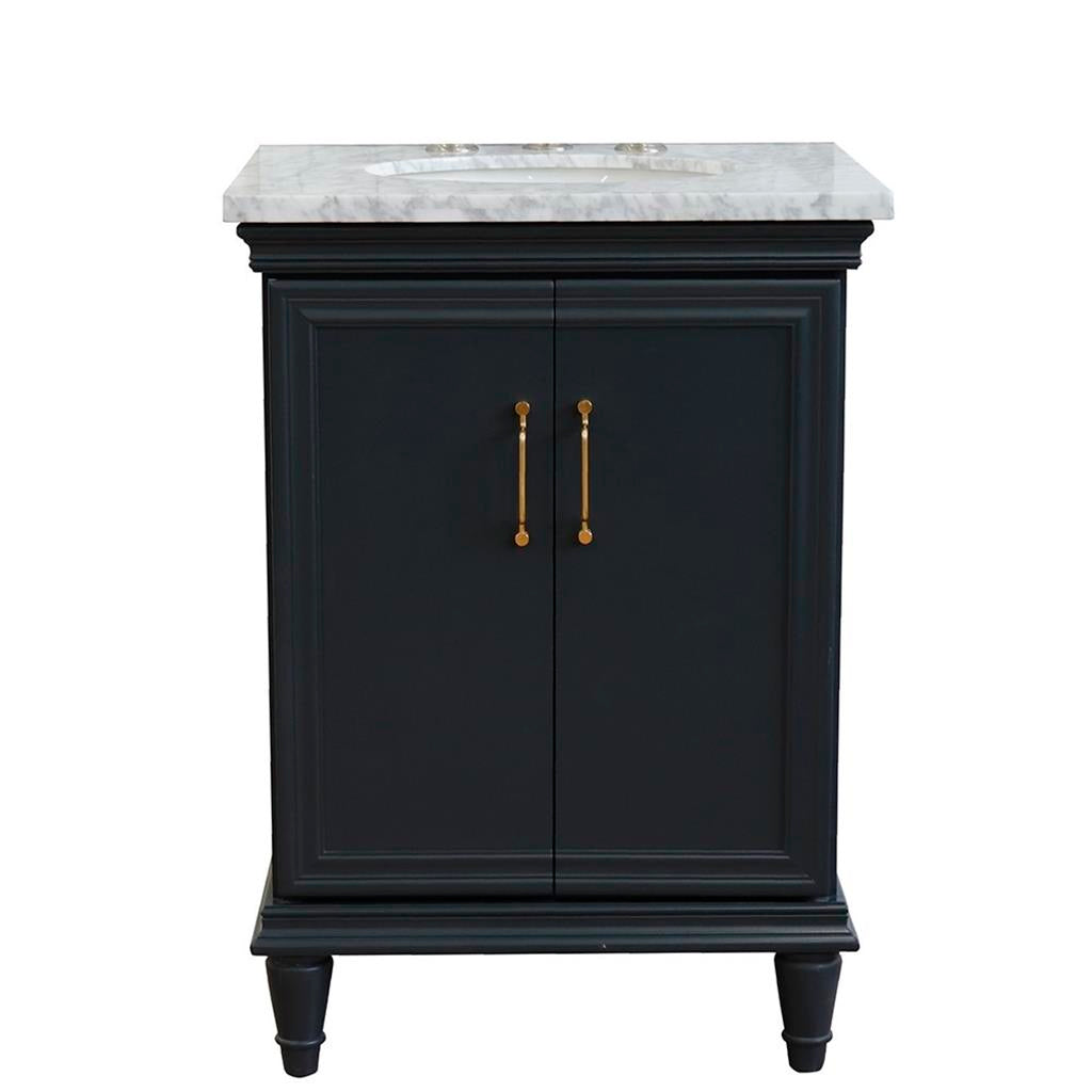 Bellaterra Home, Forli 25" Dark Gray Vanity, Oval Sink, White Carrara Marble#top-options_white-carrara-marble-top