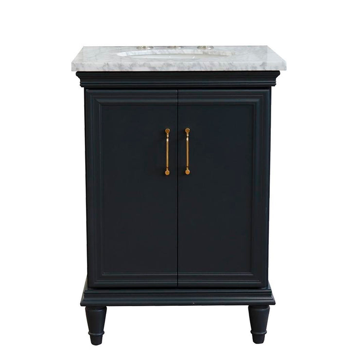 Bellaterra Home, Forli 25" Dark Gray Vanity, Oval Sink, White Carrara Marble#top-options_white-carrara-marble-top