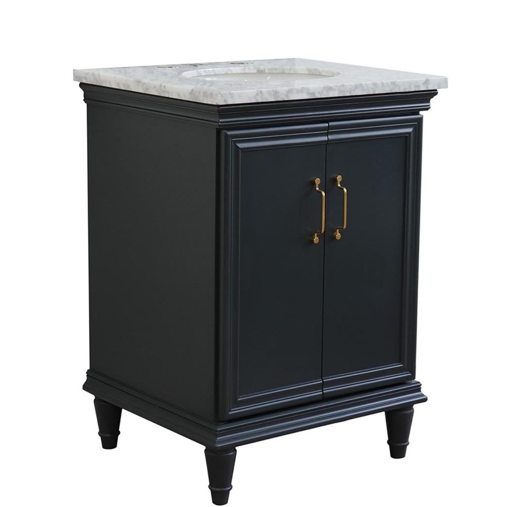 Bellaterra Home, Forli 25" Dark Gray Vanity, Oval Sink, White Carrara Marble#top-options_white-carrara-marble-top