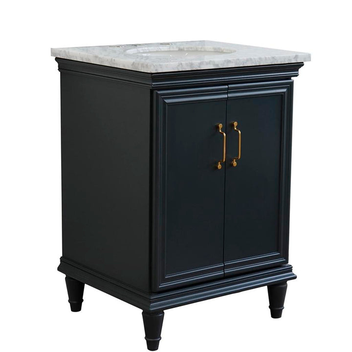 Bellaterra Home, Forli 25" Dark Gray Vanity, Oval Sink, White Carrara Marble#top-options_white-carrara-marble-top