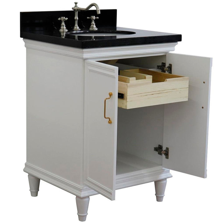 Bellaterra Home, Forli 25" White Vanity, Oval Sink, Black Galaxy Granite#top-options_black-galaxy-granite-top