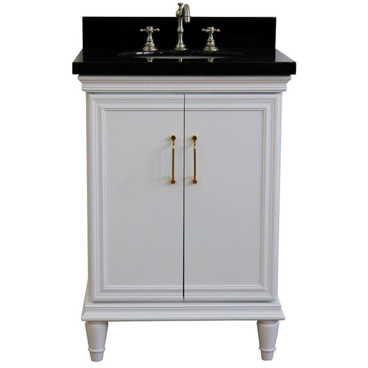 Bellaterra Home, Forli 25" White Vanity, Oval Sink, Black Galaxy Granite#top-options_black-galaxy-granite-top