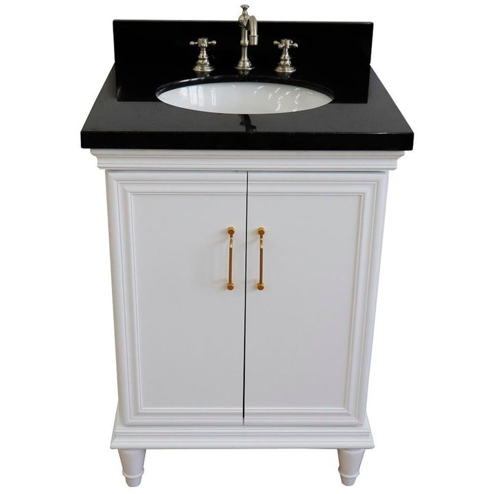 Bellaterra Home, Forli 25" White Vanity, Oval Sink, Black Galaxy Granite#top-options_black-galaxy-granite-top