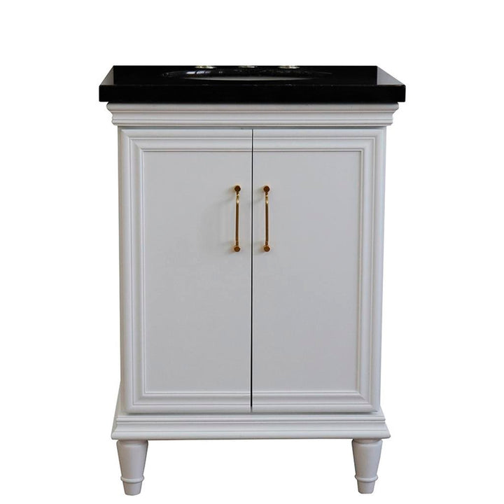 Bellaterra Home, Forli 25" White Vanity, Oval Sink, Black Galaxy Granite#top-options_black-galaxy-granite-top