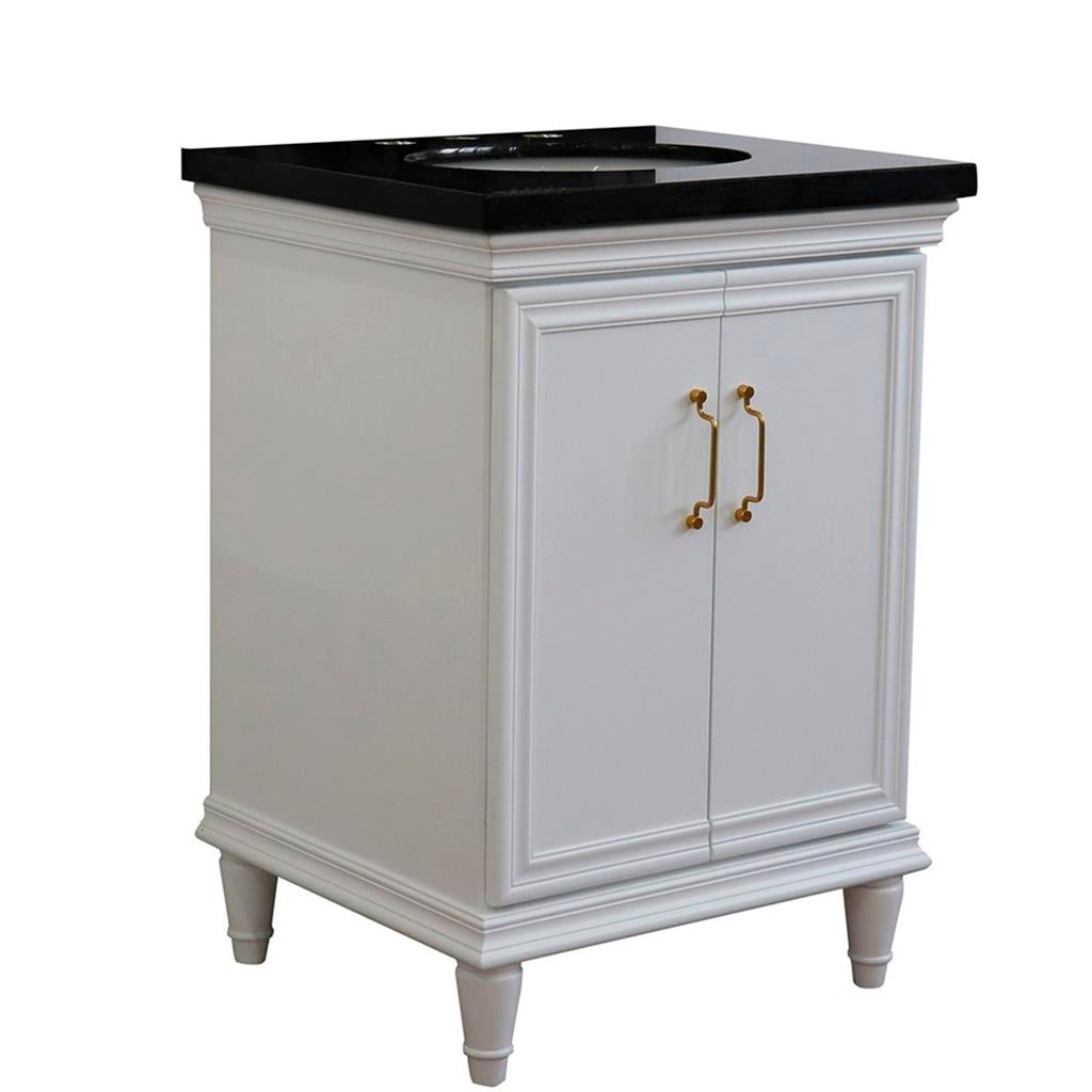 Bellaterra Home, Forli 25" White Vanity, Oval Sink, Black Galaxy Granite#top-options_black-galaxy-granite-top