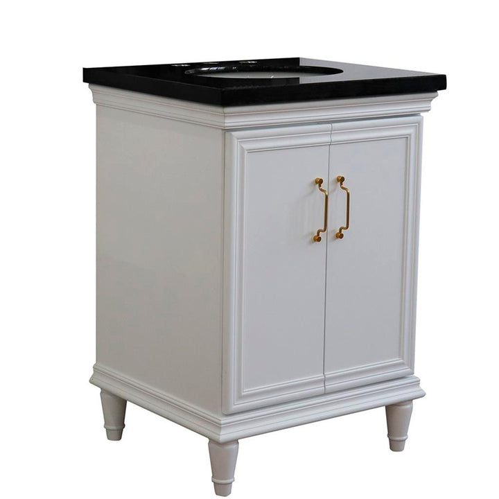 Bellaterra Home, Forli 25" White Vanity, Oval Sink, Black Galaxy Granite#top-options_black-galaxy-granite-top