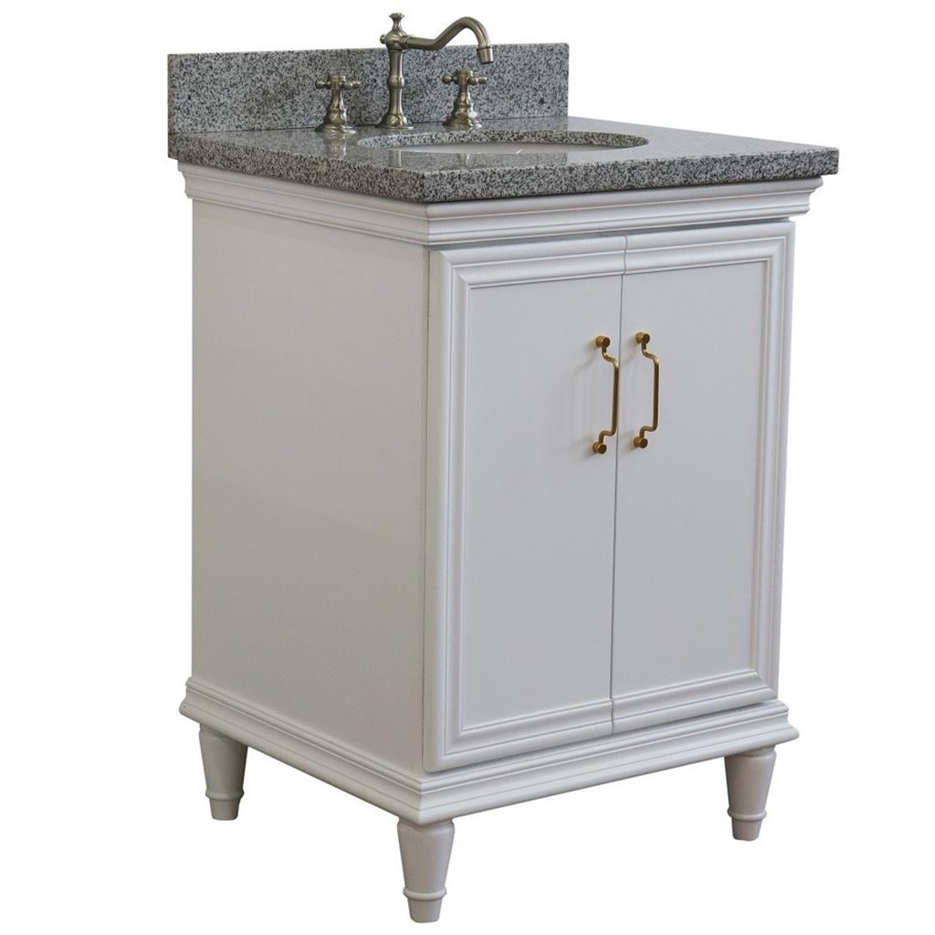Bellaterra Home, Forli 25" White Vanity, Oval Sink, Gray Granite#top-options_gray-granite-top