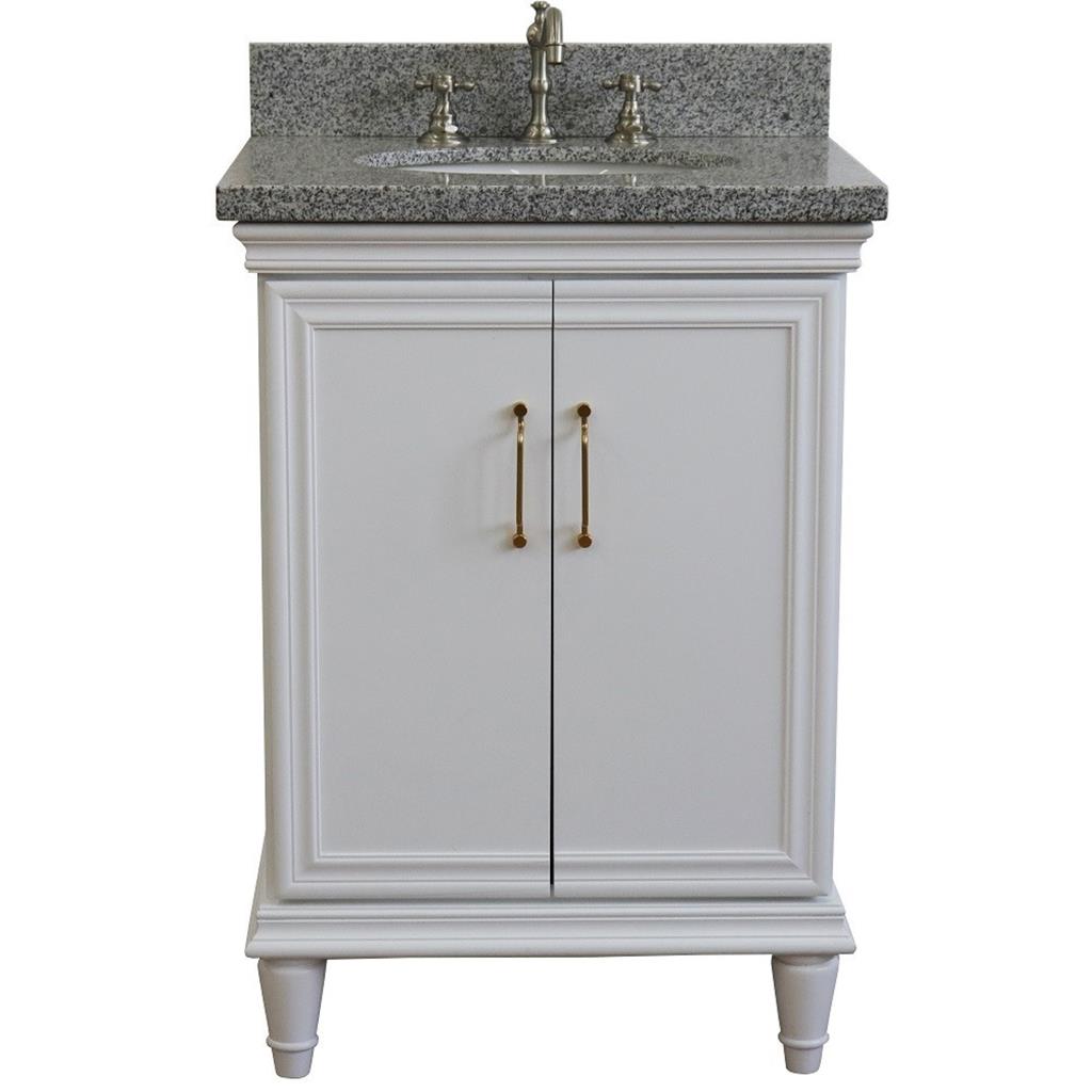 Bellaterra Home, Forli 25" White Vanity, Oval Sink, Gray Granite#top-options_gray-granite-top