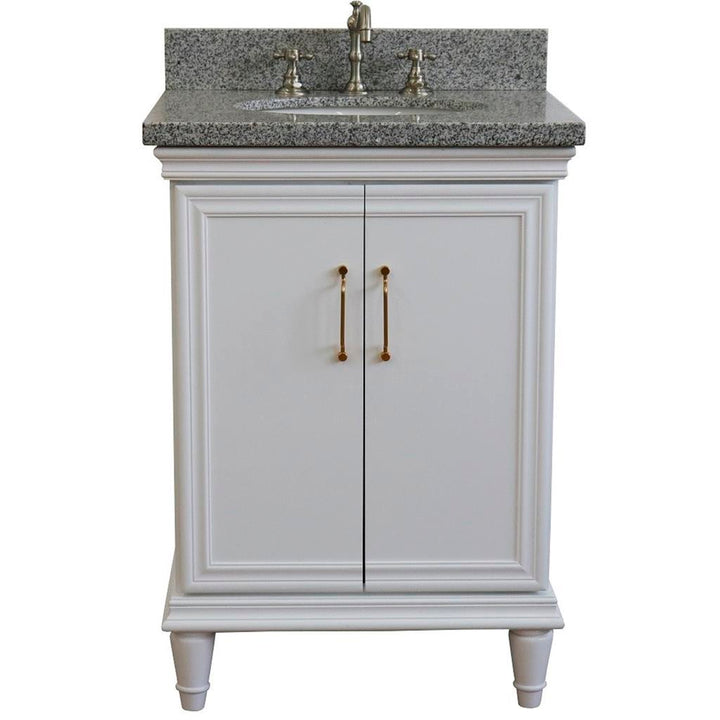 Bellaterra Home, Forli 25" White Vanity, Oval Sink, Gray Granite#top-options_gray-granite-top