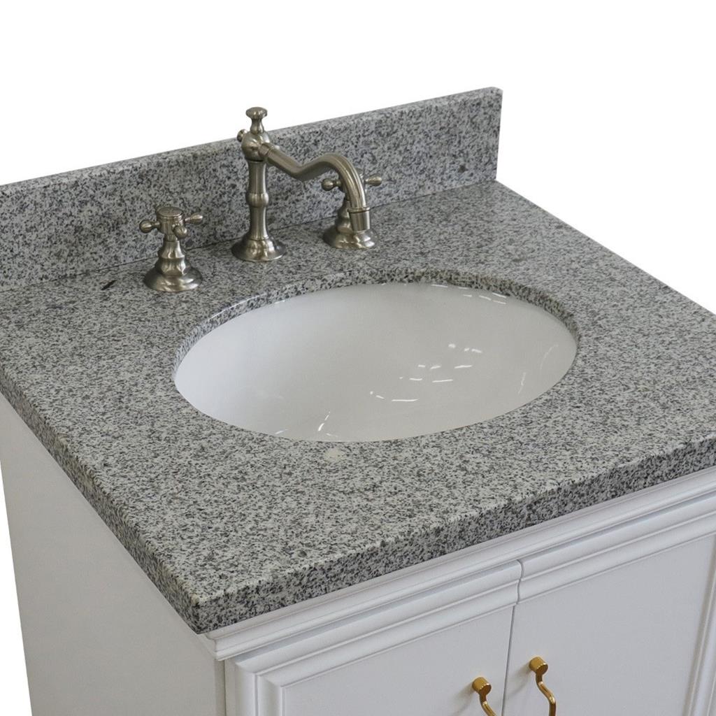 Bellaterra Home, Forli 25" White Vanity, Oval Sink, Gray Granite#top-options_gray-granite-top
