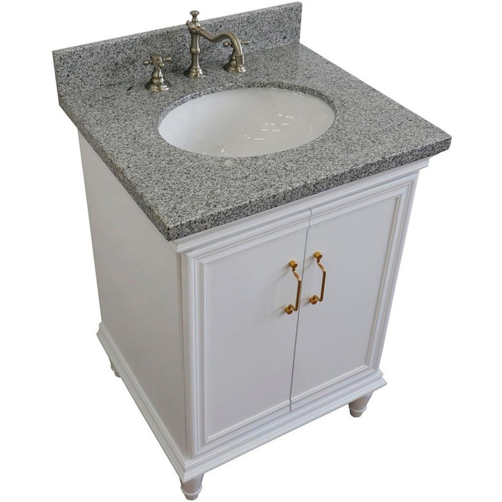 Bellaterra Home, Forli 25" White Vanity, Oval Sink, Gray Granite#top-options_gray-granite-top