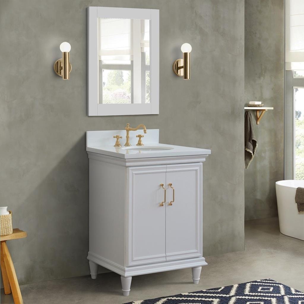 Bellaterra Home, Forli 25" White Vanity, Oval Sink, White Quartz#top-options_white-quartz-top