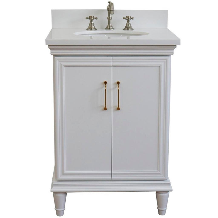 Bellaterra Home, Forli 25" White Vanity, Oval Sink, White Quartz#top-options_white-quartz-top