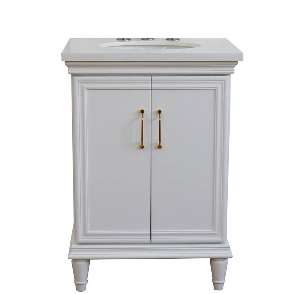 Bellaterra Home, Forli 25" White Vanity, Oval Sink, White Quartz#top-options_white-quartz-top