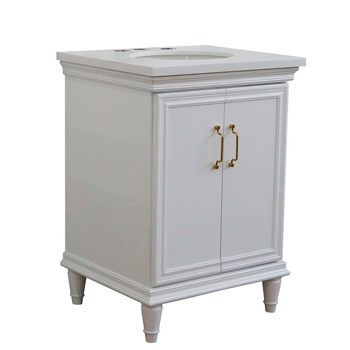 Bellaterra Home, Forli 25" White Vanity, Oval Sink, White Quartz#top-options_white-quartz-top