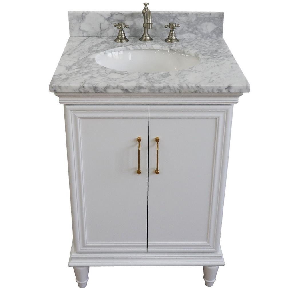 Bellaterra Home, Forli 25" White Vanity, Oval Sink, White Carrara Marble#top-options_white-carrara-marble-top
