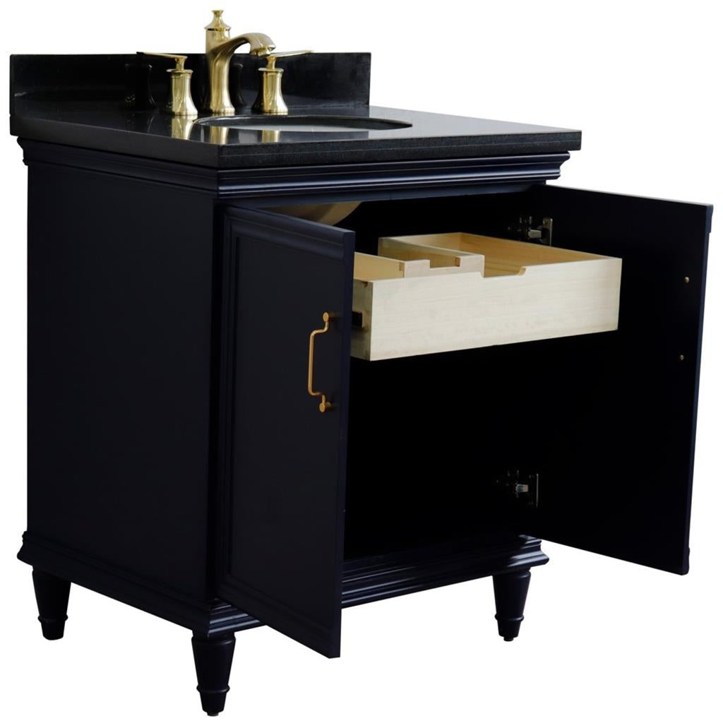 Bellaterra Home, Forli 31" Blue Vanity, Oval Sink, Black Galaxy Granite#top-options_black-galaxy-granite-top