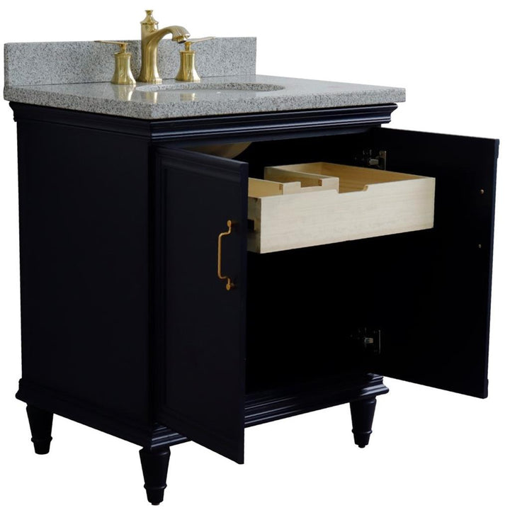 Bellaterra Home, Forli 31" Blue Vanity, Oval Sink, Gray Granite#top-options_gray-granite-top