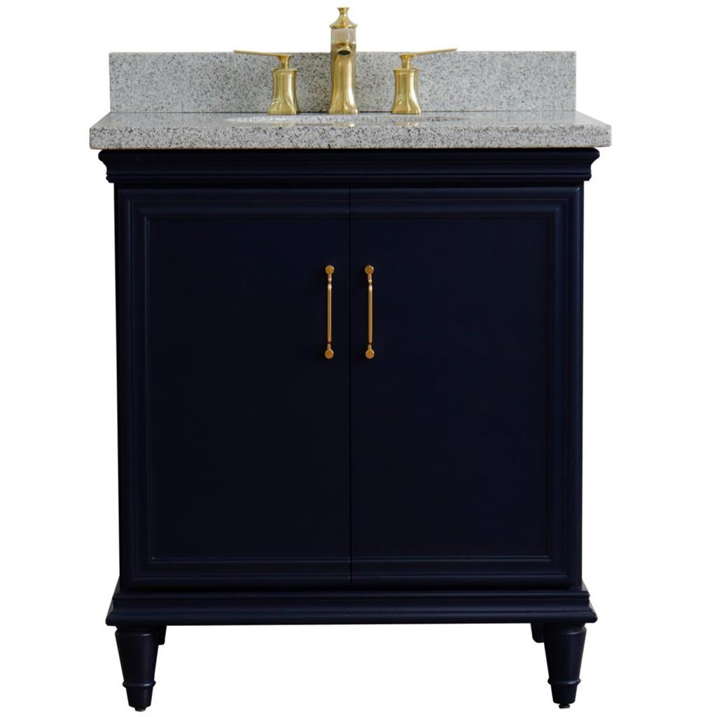 Bellaterra Home, Forli 31" Blue Vanity, Oval Sink, Gray Granite#top-options_gray-granite-top