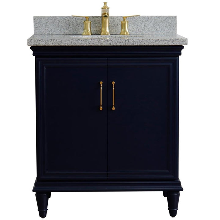 Bellaterra Home, Forli 31" Blue Vanity, Oval Sink, Gray Granite#top-options_gray-granite-top