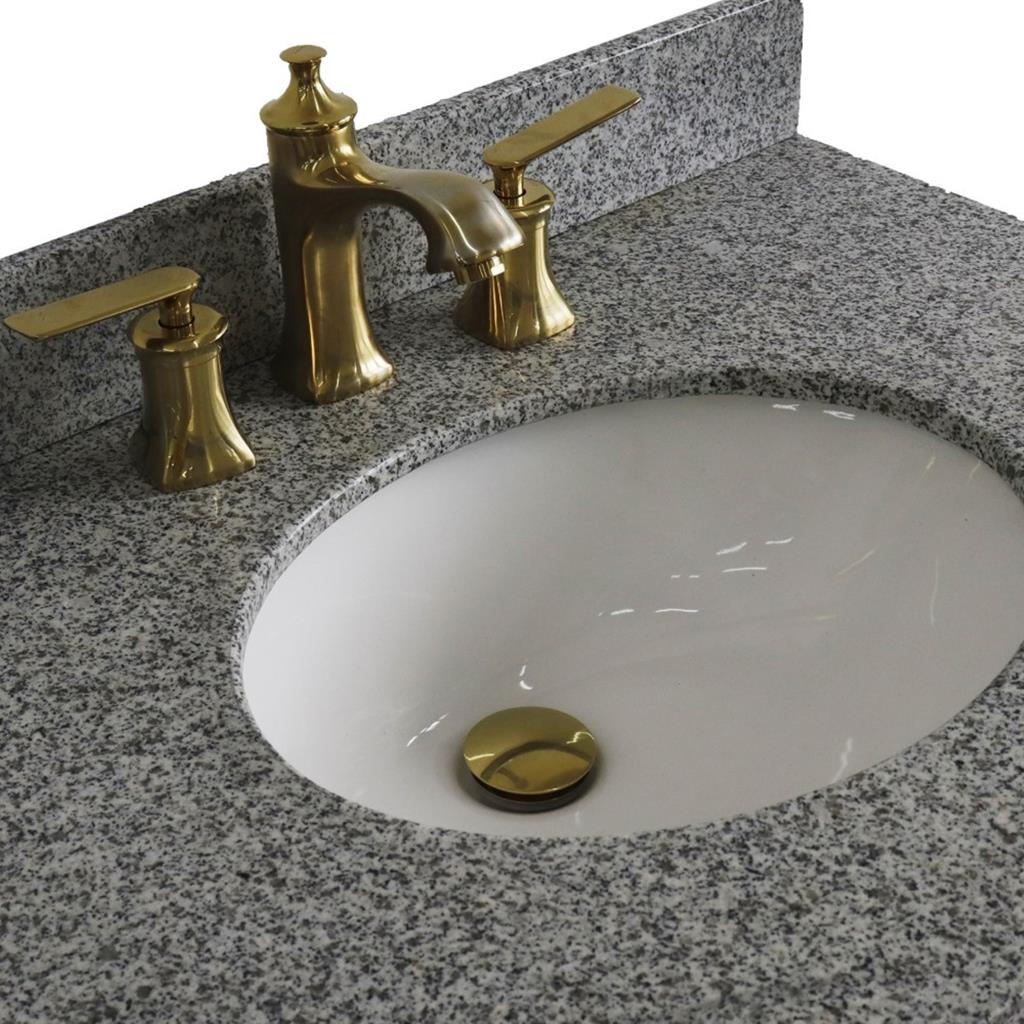 Bellaterra Home, Forli 31" Blue Vanity, Oval Sink, Gray Granite#top-options_gray-granite-top