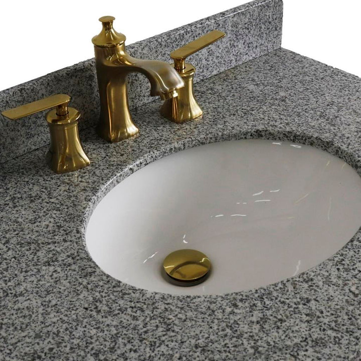 Bellaterra Home, Forli 31" Blue Vanity, Oval Sink, Gray Granite#top-options_gray-granite-top