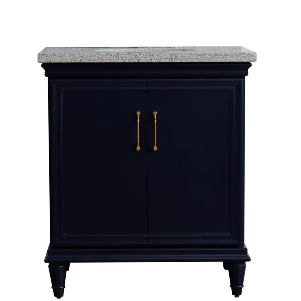 Bellaterra Home, Forli 31" Blue Vanity, Oval Sink, Gray Granite#top-options_gray-granite-top