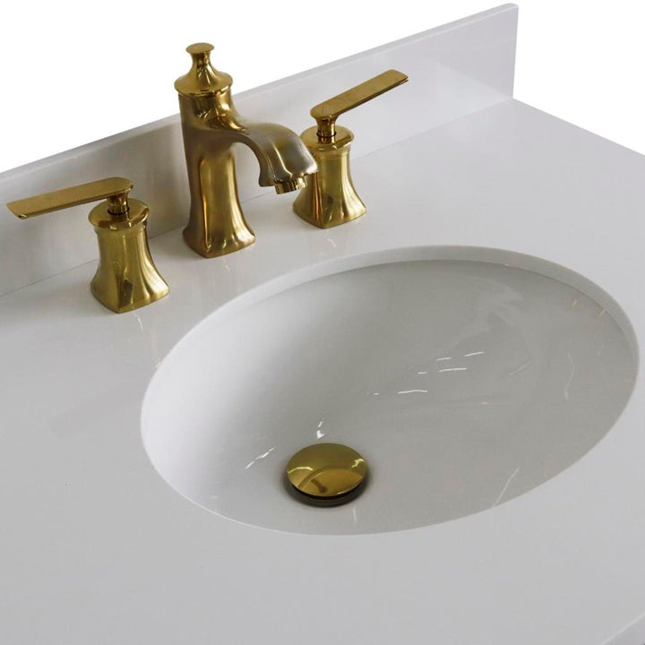 Bellaterra Home, Forli 31" Blue Vanity, Oval Sink, White Quartz#top-options_white-quartz-top