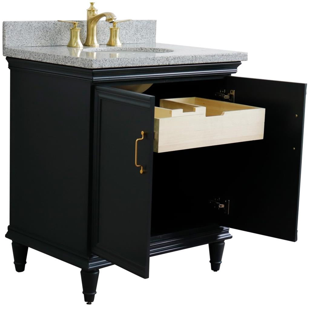Bellaterra Home, Forli 31" Dark Gray Vanity, Oval Sink, Gray Granite#top-options_gray-granite-top