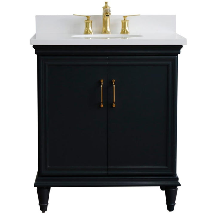 Bellaterra Home, Forli 31" Dark Gray Vanity, Oval Sink, White Quartz#top-options_white-quartz-top