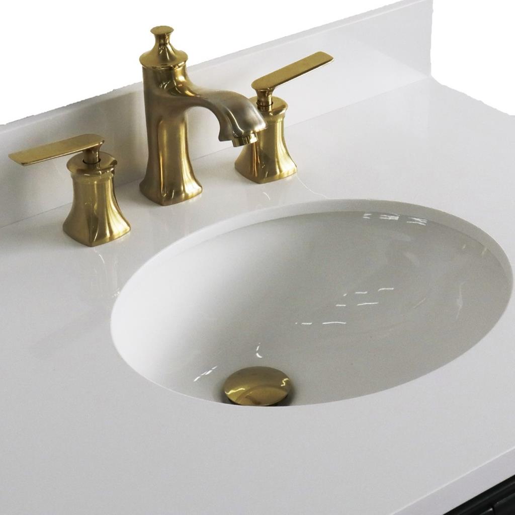 Bellaterra Home, Forli 31" Dark Gray Vanity, Oval Sink, White Quartz#top-options_white-quartz-top
