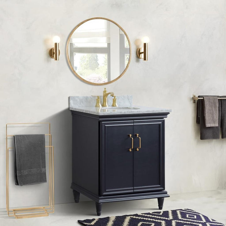 Bellaterra Home, Forli 31" Dark Gray Vanity, Oval Sink, White Carrara Marble#top-options_white-carrara-marble-top