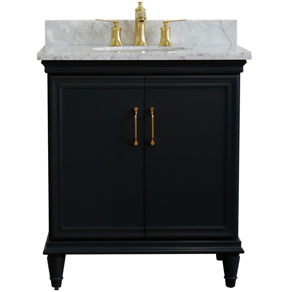 Bellaterra Home, Forli 31" Dark Gray Vanity, Oval Sink, White Carrara Marble#top-options_white-carrara-marble-top