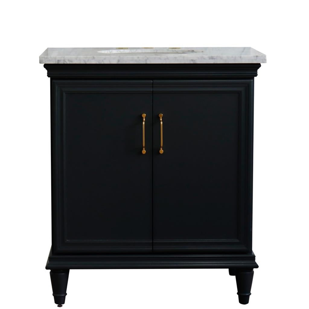 Bellaterra Home, Forli 31" Dark Gray Vanity, Oval Sink, White Carrara Marble#top-options_white-carrara-marble-top