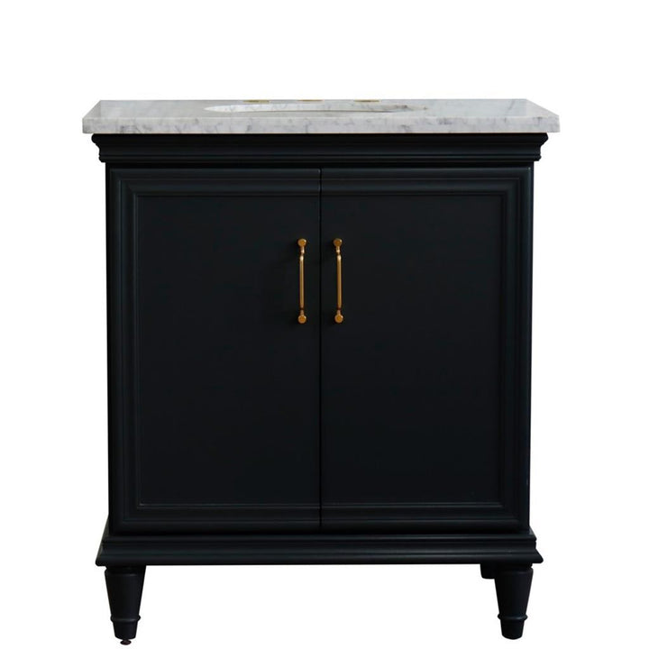 Bellaterra Home, Forli 31" Dark Gray Vanity, Oval Sink, White Carrara Marble#top-options_white-carrara-marble-top