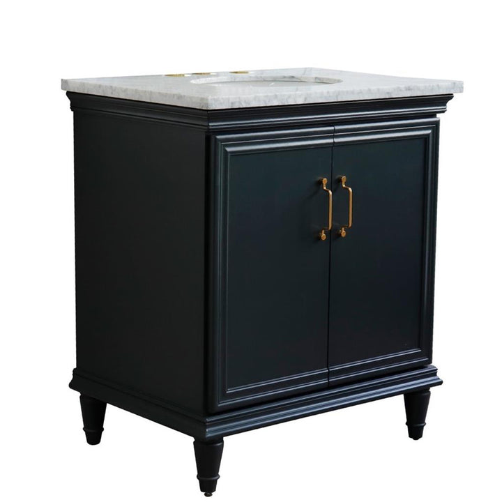 Bellaterra Home, Forli 31" Dark Gray Vanity, Oval Sink, White Carrara Marble#top-options_white-carrara-marble-top